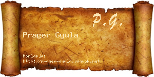 Prager Gyula névjegykártya